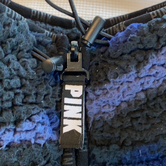 Victoria Secret Pink Blue Camo Sherpa 3/4 zip Sweater - Picture 5 of 9